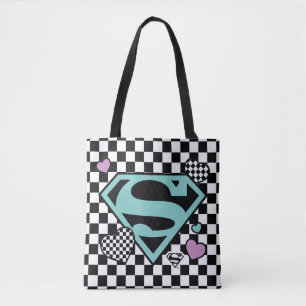 Skater Meisje Supergirl Harten S-Shield Tote Bag