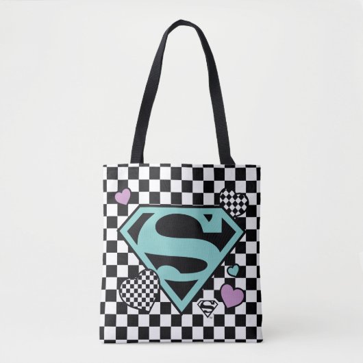 Skater Meisje Supergirl Harten S-Shield Tote Bag (Voorkant)