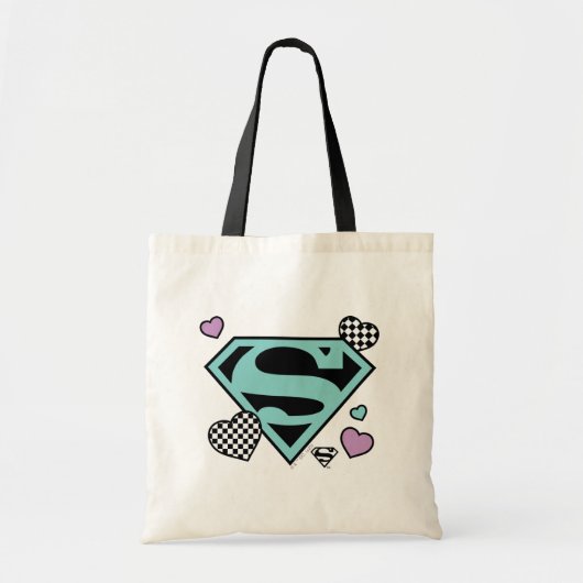 Skater Meisje Supergirl Harten S-Shield Tote Bag (Voorkant)