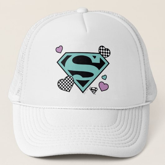 Skater Meisje Supergirl Harten S-Shield Trucker Pet (Voorkant)
