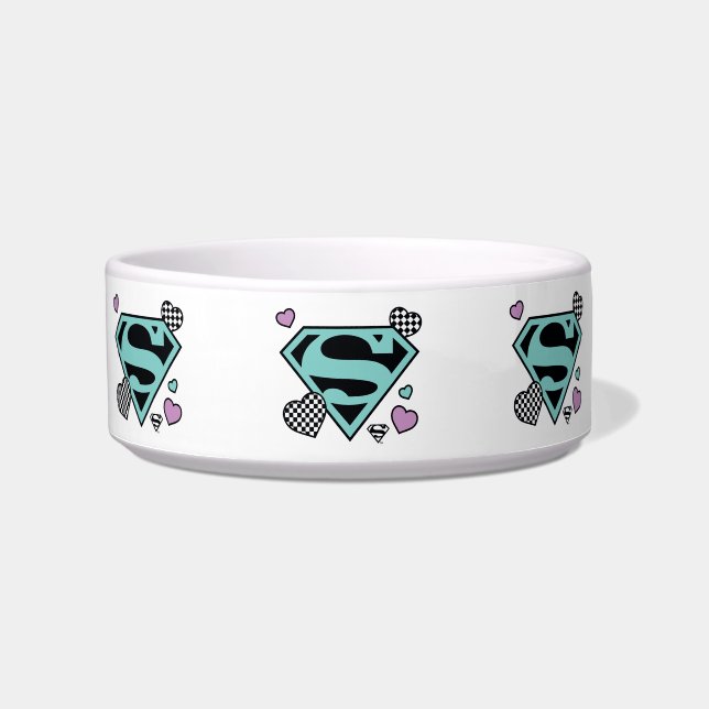 Skater Meisje Supergirl Harten S-Shield Voerbakje (Voorkant)