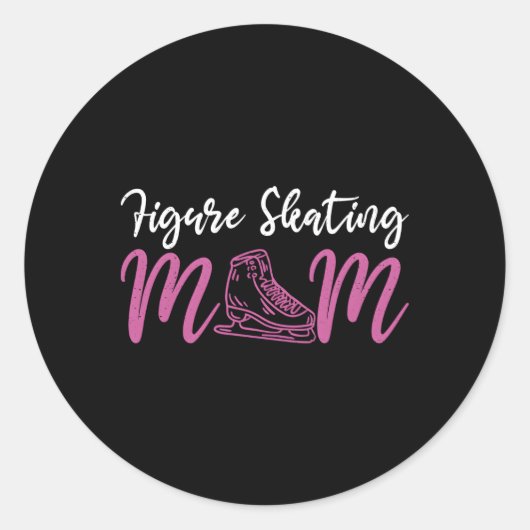 Skater Moeder Figuur Schaatsen Mam Ice Schaats Ronde Sticker (Voorkant)