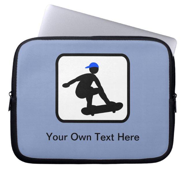  Skater op Skateboard Logo Laptop Sleeve (Voorkant)