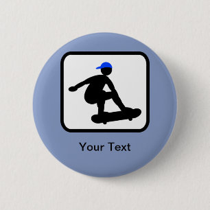 Skater op Skateboard Logo Ronde Button 5,7 Cm