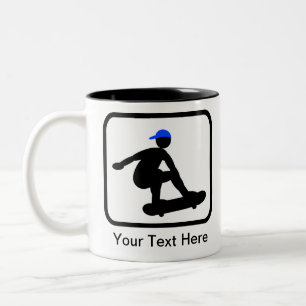 Skater op Skateboard Logo Tweekleurige Koffiemok