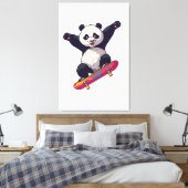 Skater Panda Canvas – Skateboarding Panda Muurkuns Afdruk (Insitu (Slaapkamer))