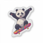 Skater Panda Sticker – Cartoon Decal (Voorkant)