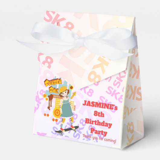 Skater Park Leuk Meisje Verjaardagsfeest Bedankdoosjes (Voorkant Zijde)