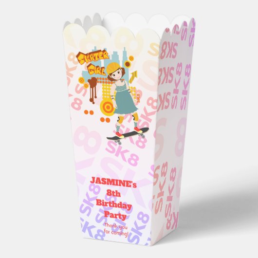 Skater Park Leuk Meisje Verjaardagsfeest Bedankdoosjes (Voorkant)