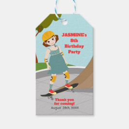 Skater Park Leuk Meisje Verjaardagsfeest Cadeaulabel