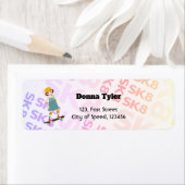 Skater Park Leuk Meisje Verjaardagsfeest Etiket (Insitu)