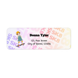 Skater Park Leuk Meisje Verjaardagsfeest Etiket