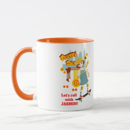 Skater Park Leuk Meisje Verjaardagsfeest Mok (Links)