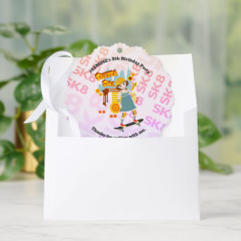 Skater Park Leuk Meisje Verjaardagsfeest Ornament Kaart