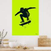 Skater Poster – Zwart Silhouet op Neon Green (Keuken)