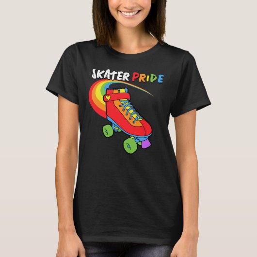 Skater Rainbow Cartoon Roller Schaats Pride T-shir T-shirt (Voorkant)