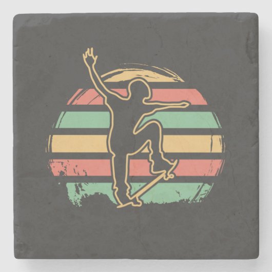 Skater Retro Stenen Onderzetter (Voorkant)