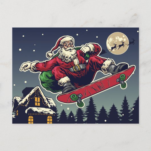 Skater Santa Briefkaart (Voorkant)