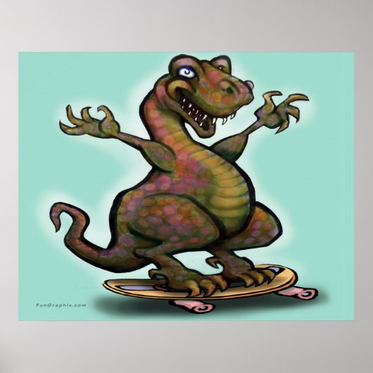 Skater Saurus Rex Poster (Voorkant)