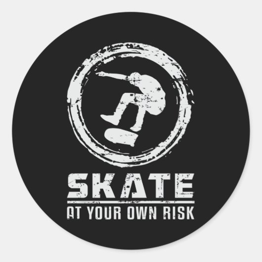 Skater Schaats Skateboard Skateboarden Gift Idee Ronde Sticker (Voorkant)