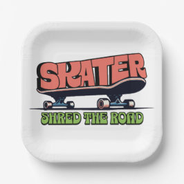 Skater Shred the Road – Retro 70s Skateboarding  Papieren Bordje