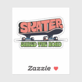 Skater Shred the Road – Retro 70s Skateboarding  Sticker