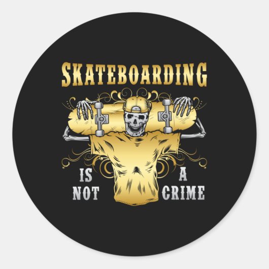 Skater Skateboard Schaats Skateboarden Gift Idee Ronde Sticker (Voorkant)