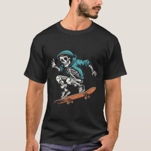 Skater Skeleton Halloween Skateboarder Mannen T-shirt