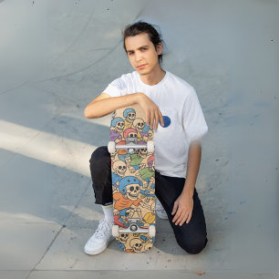Skater Skeletons Kleurrijke Cartoon Skull Crew Persoonlijk Skateboard