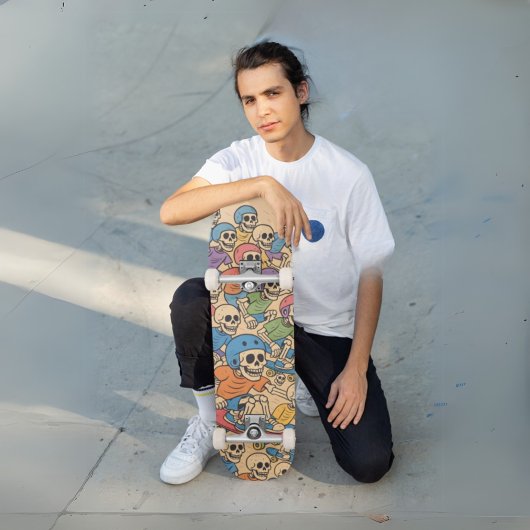 Skater Skeletons Kleurrijke Cartoon Skull Crew Persoonlijk Skateboard