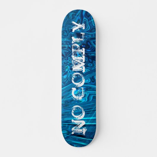 Skater Trick No Compliing on Blue Abalone Fractal Persoonlijk Skateboard (Voorkant)
