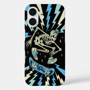 Skater uit de hel - Halloween Skeleton Skateboard iPhone 16 Hoesje