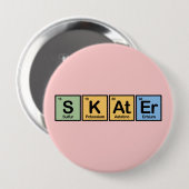 Skater van Elementen Ronde Button 4,0 Cm (Voorkant /achterkant)