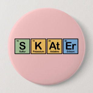 Skater van Elementen Ronde Button 4,0 Cm