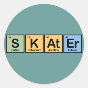 Skater van Elementen Ronde Sticker