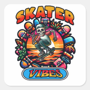 SKATER VIBES! VIERKANTE STICKER
