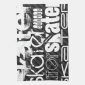 Skater; Zwarte & Donkergrijze strepen Theedoek (Verticaal)