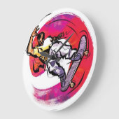 Skaterboarder met Swirl Background Wall Clock Grote Klok (Hoek)