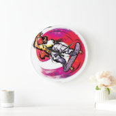 Skaterboarder met Swirl Background Wall Clock Grote Klok (Huis)