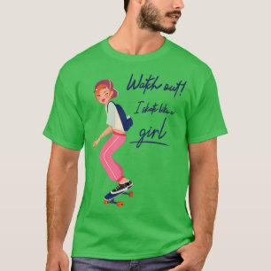 Skatermeisje met rugzak t-shirt