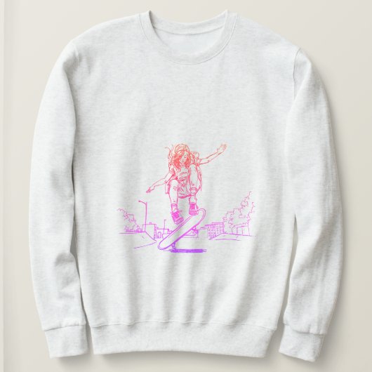 Skatermeisje Sweatshirt – Minimalistisch Skate (Design voorkant)