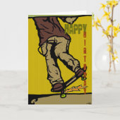 skaters2, Happy, Verjaardag Kaart (Gele Bloem)