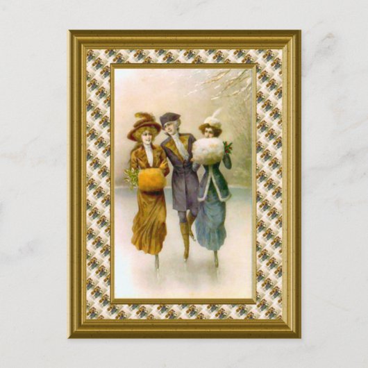 Skaters c. 1890 briefkaart (Voorkant)