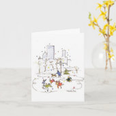 Skaters Frog Pond Holiday Kaart (Gele Bloem)