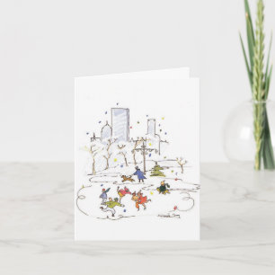 Skaters Frog Pond Holiday Kaart