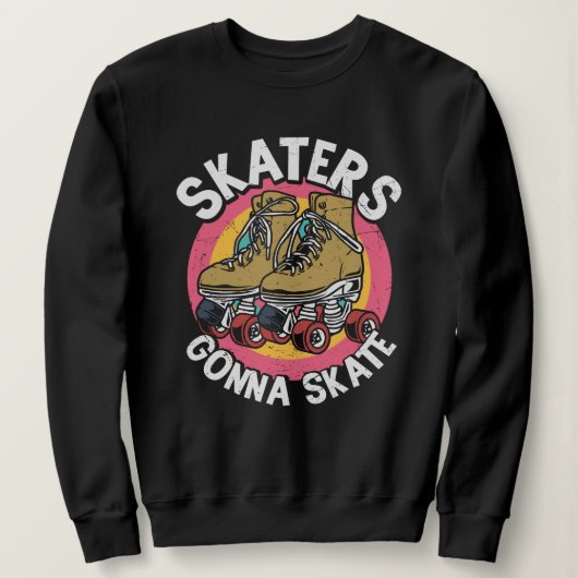 Skaters gaan schaatsen met schaatsen retro trui (Design voorkant)