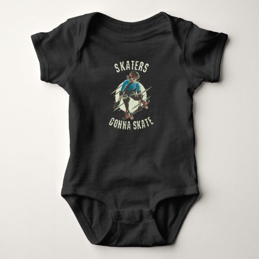 Skaters gaan Skeleton Skateboarder schaatsen Romper (Voorkant)