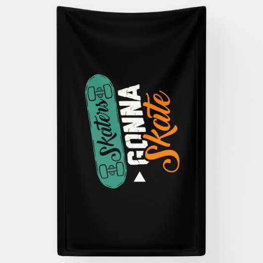 Skaters Gonna Schaats-Cute Roller Derby Roller Ska Spandoek (Verticaal)