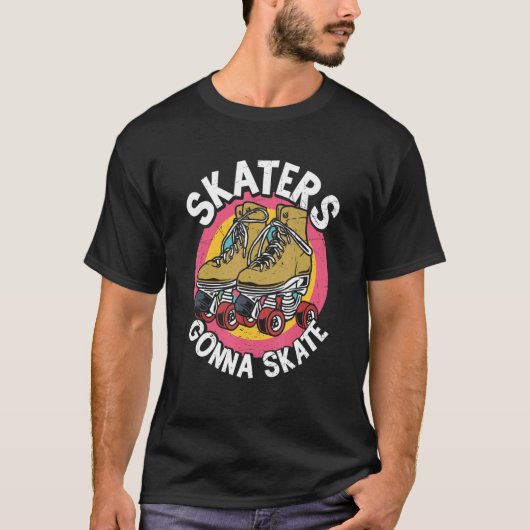 Skaters Gonna Schaats Retro Rollerskating de T-shirt (Voorkant)