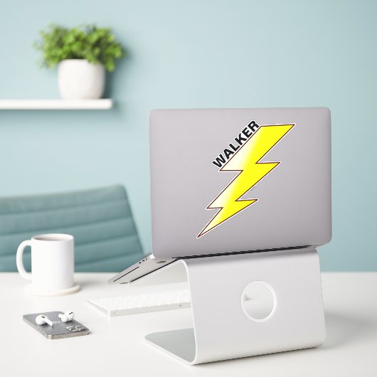 Skater's Name & Lightning Bolt Design - Skateboard Sticker (Laptop op bureau)